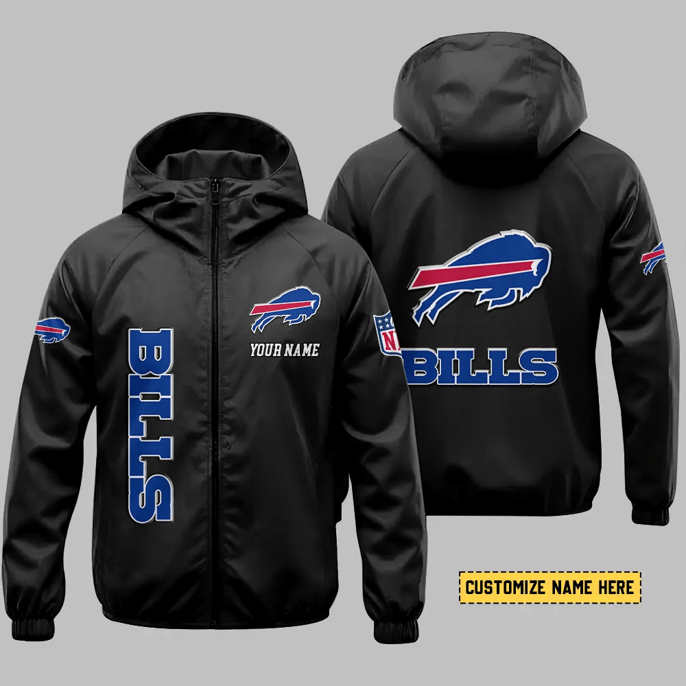 Buffalo Bills Hooded Full Zip Windbreaker Jacket Pwt92m