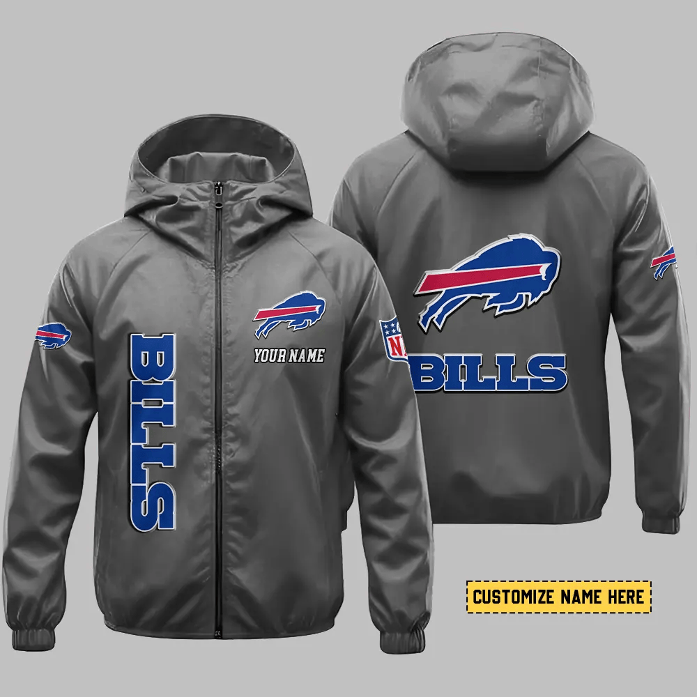 Buffalo Bills Hooded Full Zip Windbreaker Jacket Pwt92m