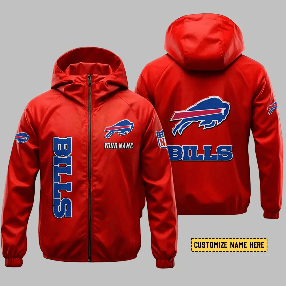 Buffalo Bills Hooded Full Zip Windbreaker Jacket Pwt92m