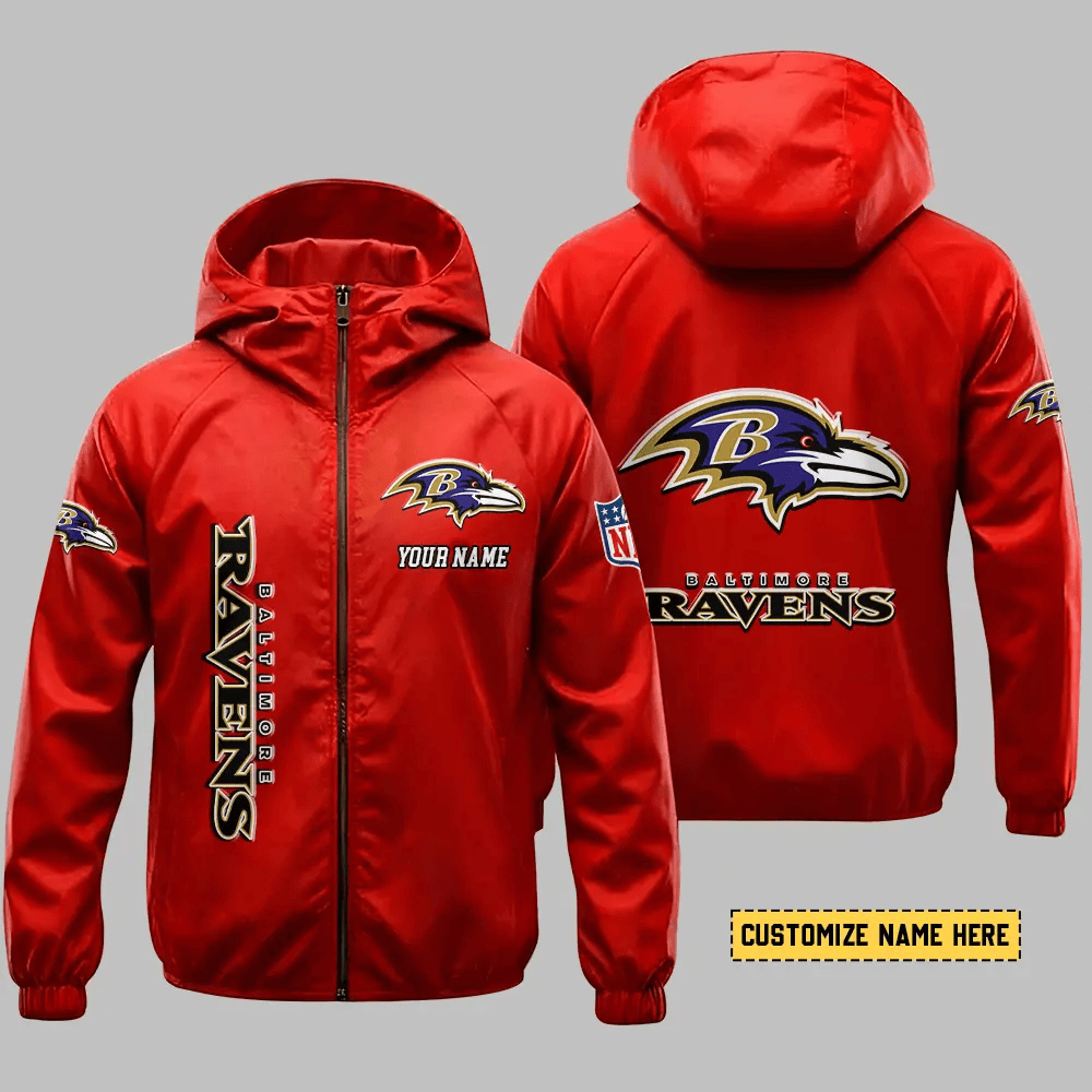 Baltimore Ravens Hooded Full Zip Windbreaker Jacket P23b4h