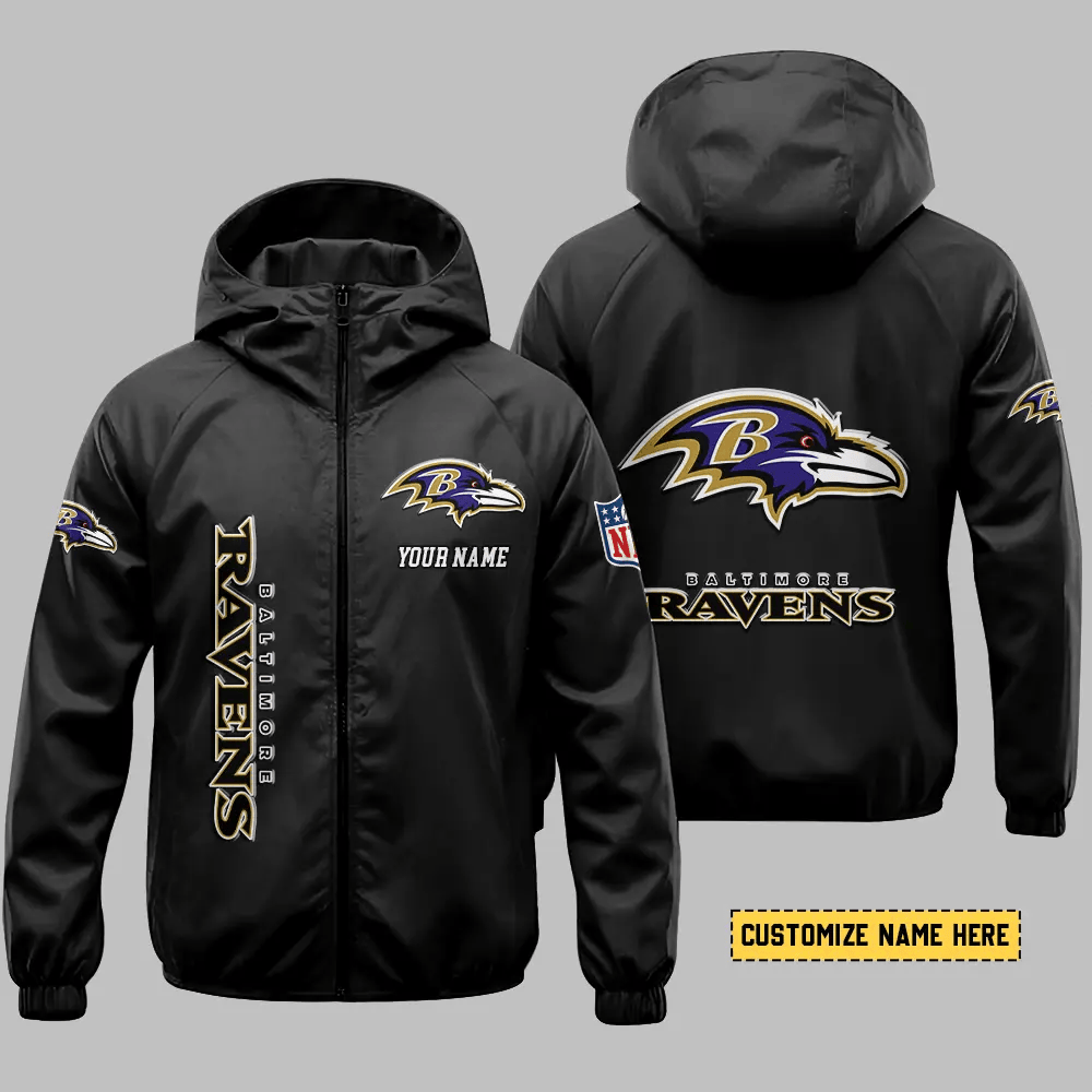 Baltimore Ravens Hooded Full Zip Windbreaker Jacket P23b4h