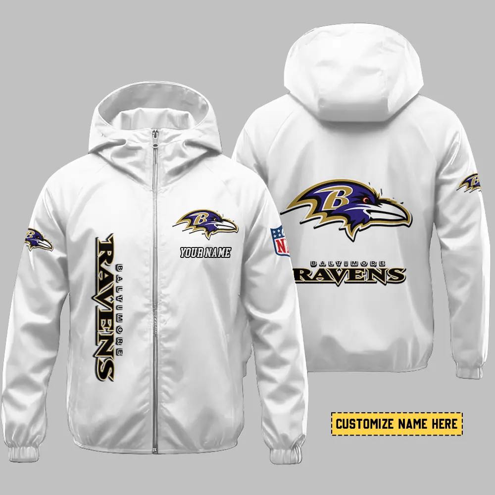 Baltimore Ravens Hooded Full Zip Windbreaker Jacket P23b4h
