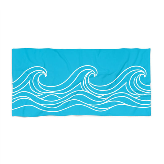 Minimalist Wave Line Art Beach Towel - Oversized Beach Towel