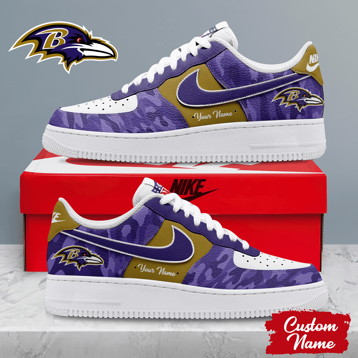 Baltimore Ravens | Premium Nfl End Zone Energy Af1 Shoes Pb46kvl