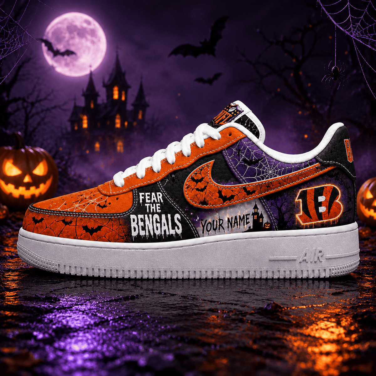 Cincinnati Bengals | Premium Fear The Team Halloween Low Top Sneakers