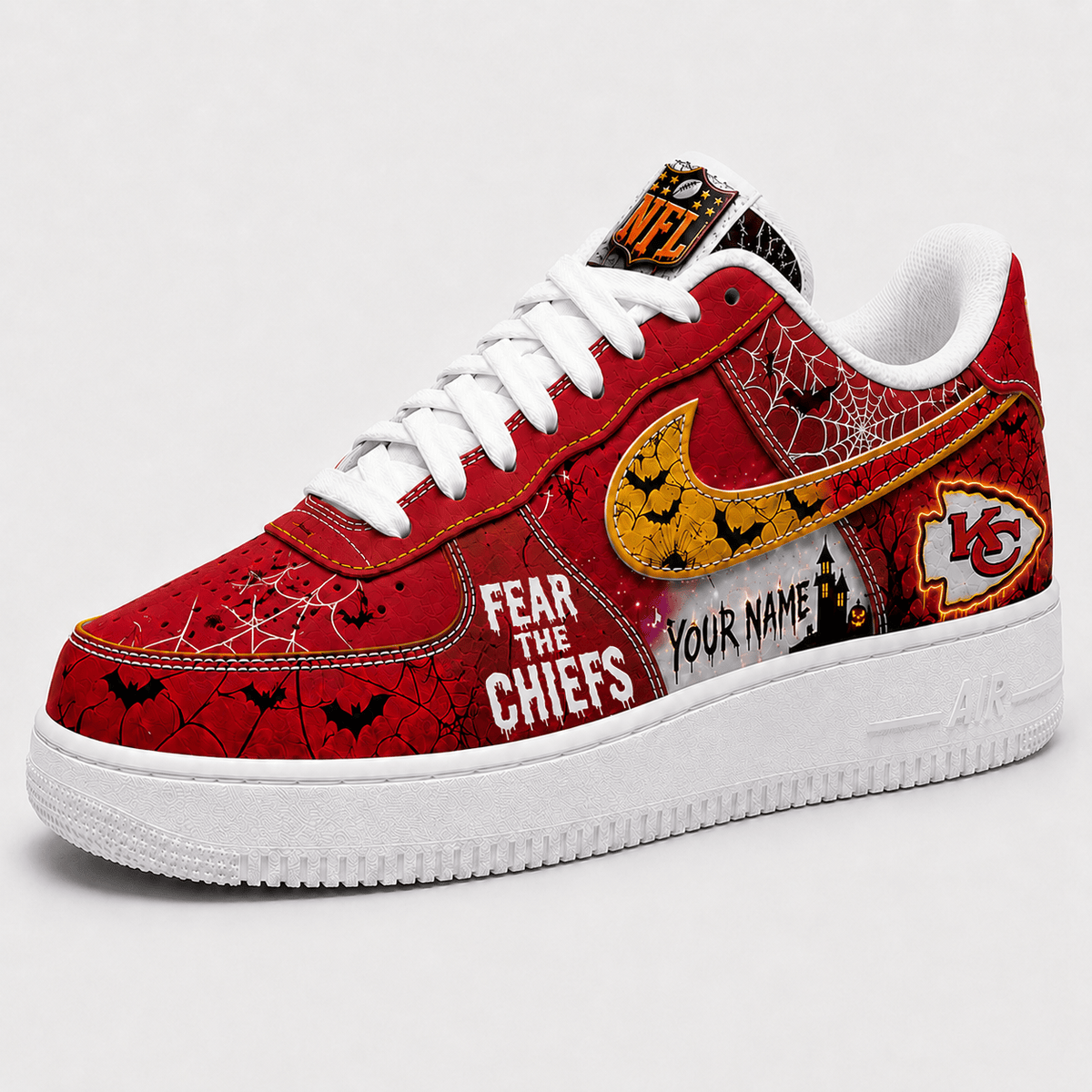 Kansas City Chiefs | Premium Fear The Team Halloween Low Top Sneakers
