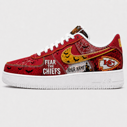 Kansas City Chiefs | Premium Fear The Team Halloween Low Top Sneakers