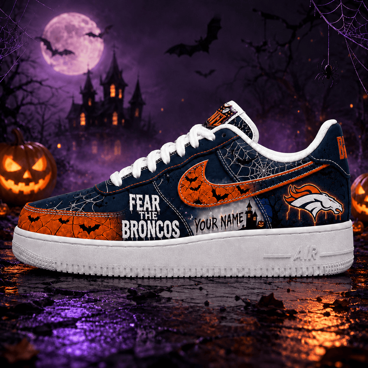 Denver Broncos | Premium Fear The Team Halloween Low Top Sneakers
