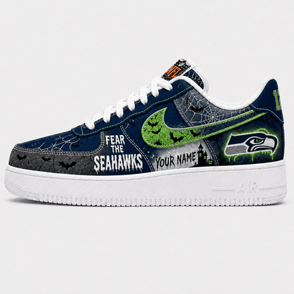 Seattle Seahawks | Premium Fear The Team Halloween Low Top Sneakers
