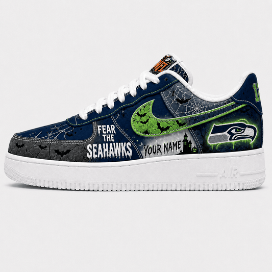 Seattle Seahawks | Premium Fear The Team Halloween Low Top Sneakers