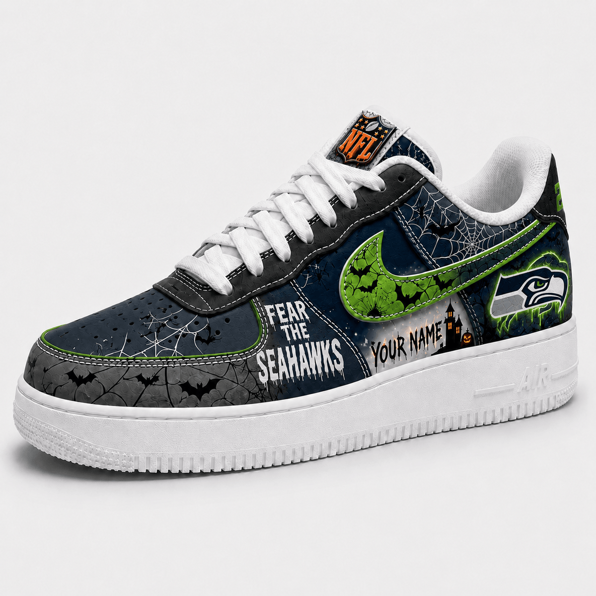 Seattle Seahawks | Premium Fear The Team Halloween Low Top Sneakers