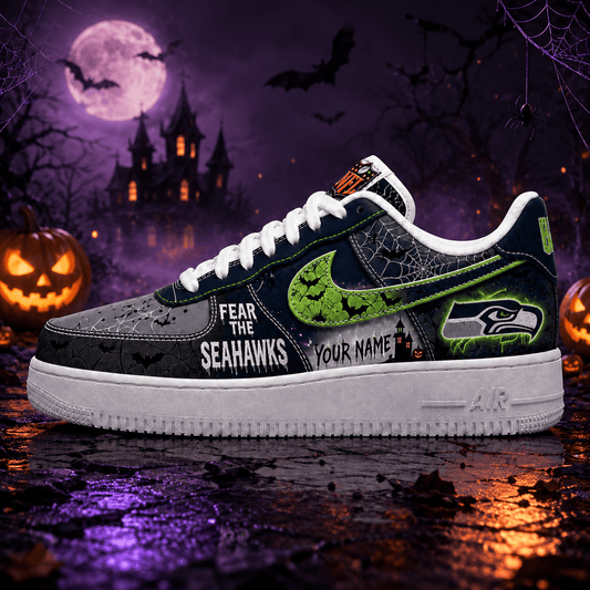 Seattle Seahawks | Premium Fear The Team Halloween Low Top Sneakers