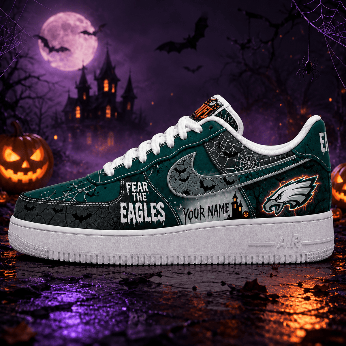 Philadelphia Eagles | Premium Fear The Team Halloween Low Top Sneakers
