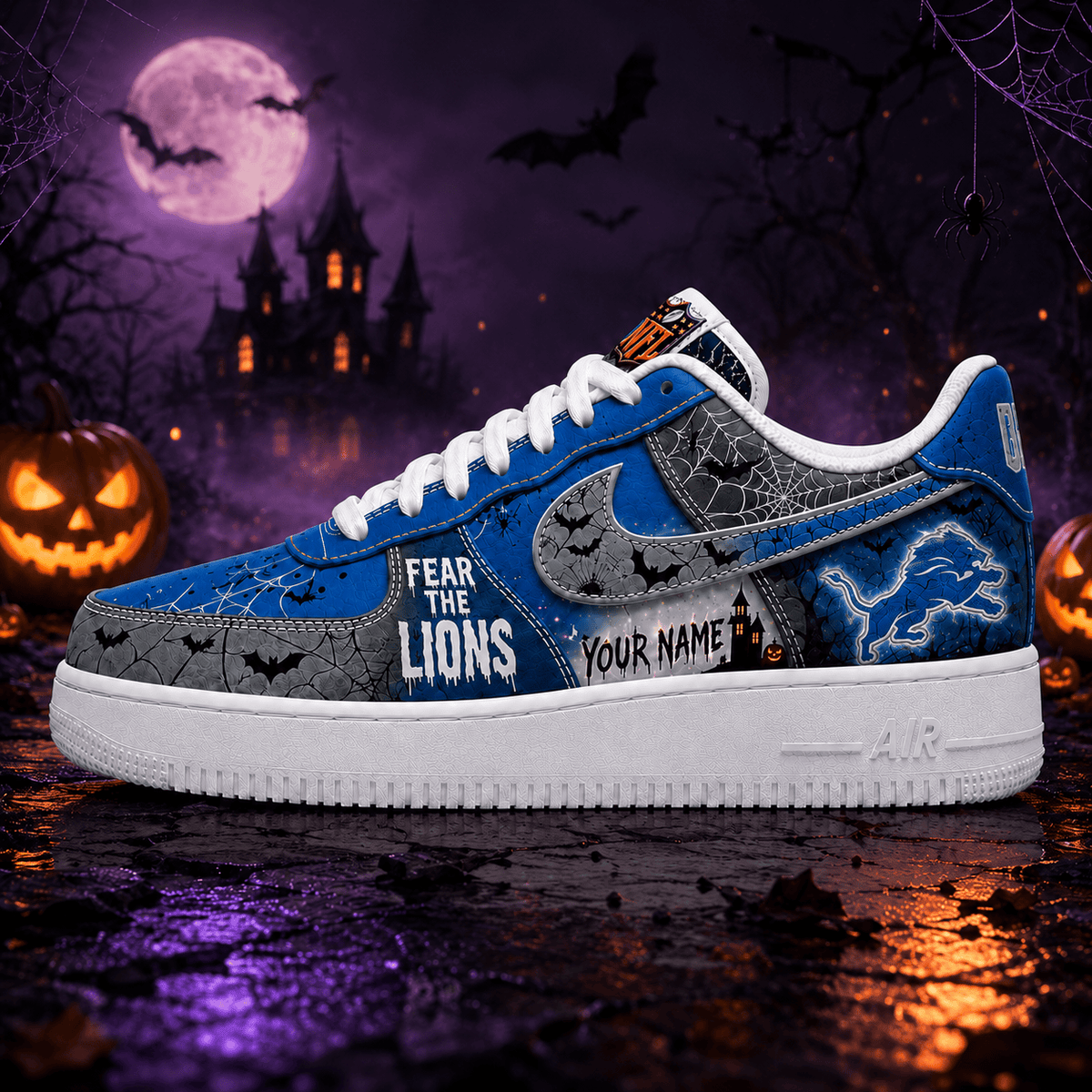Detroit Lions | Premium Fear The Team Halloween Low Top Sneakers