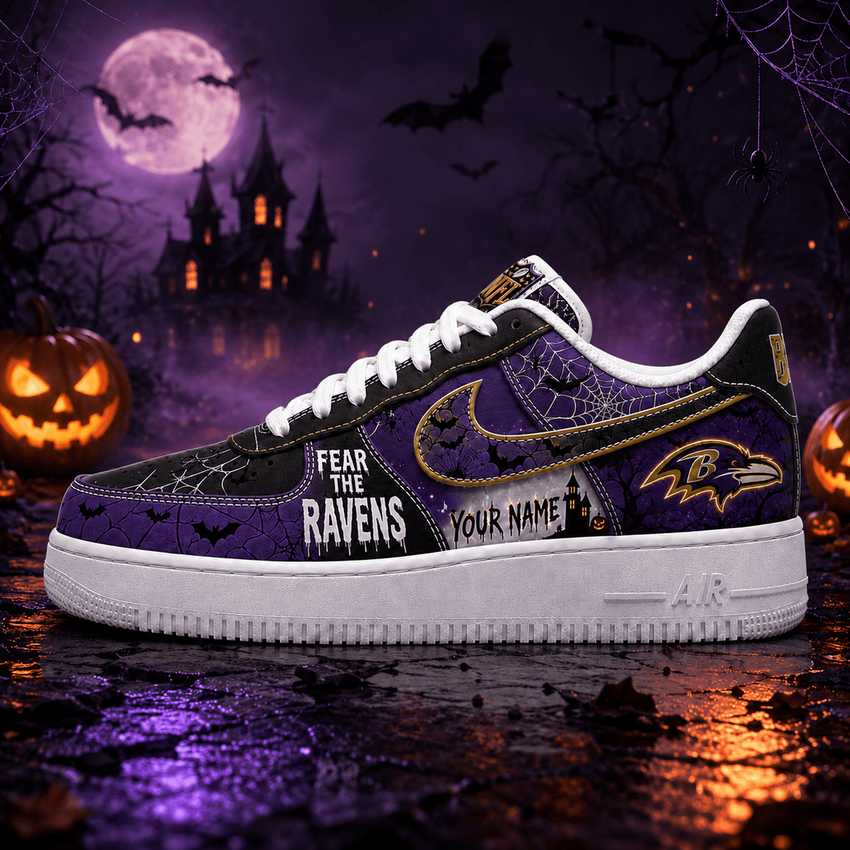 Baltimore Ravens | Premium Fear The Team Halloween Low Top Sneakers