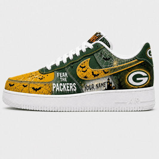 Green Bay Packers | Premium Fear The Team Halloween Low Top Sneakers