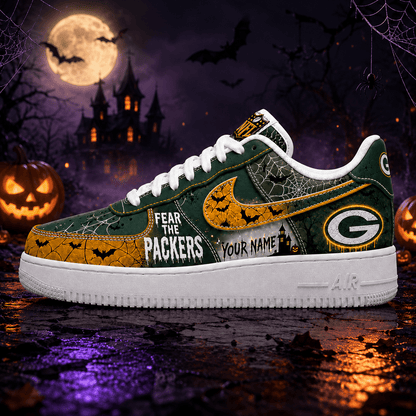 Green Bay Packers | Premium Fear The Team Halloween Low Top Sneakers