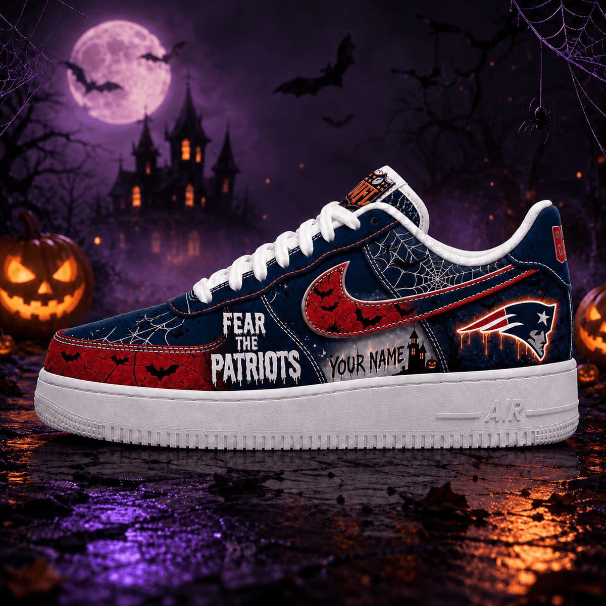 New England Patriots | Premium Fear The Team Halloween Low Top Sneakers