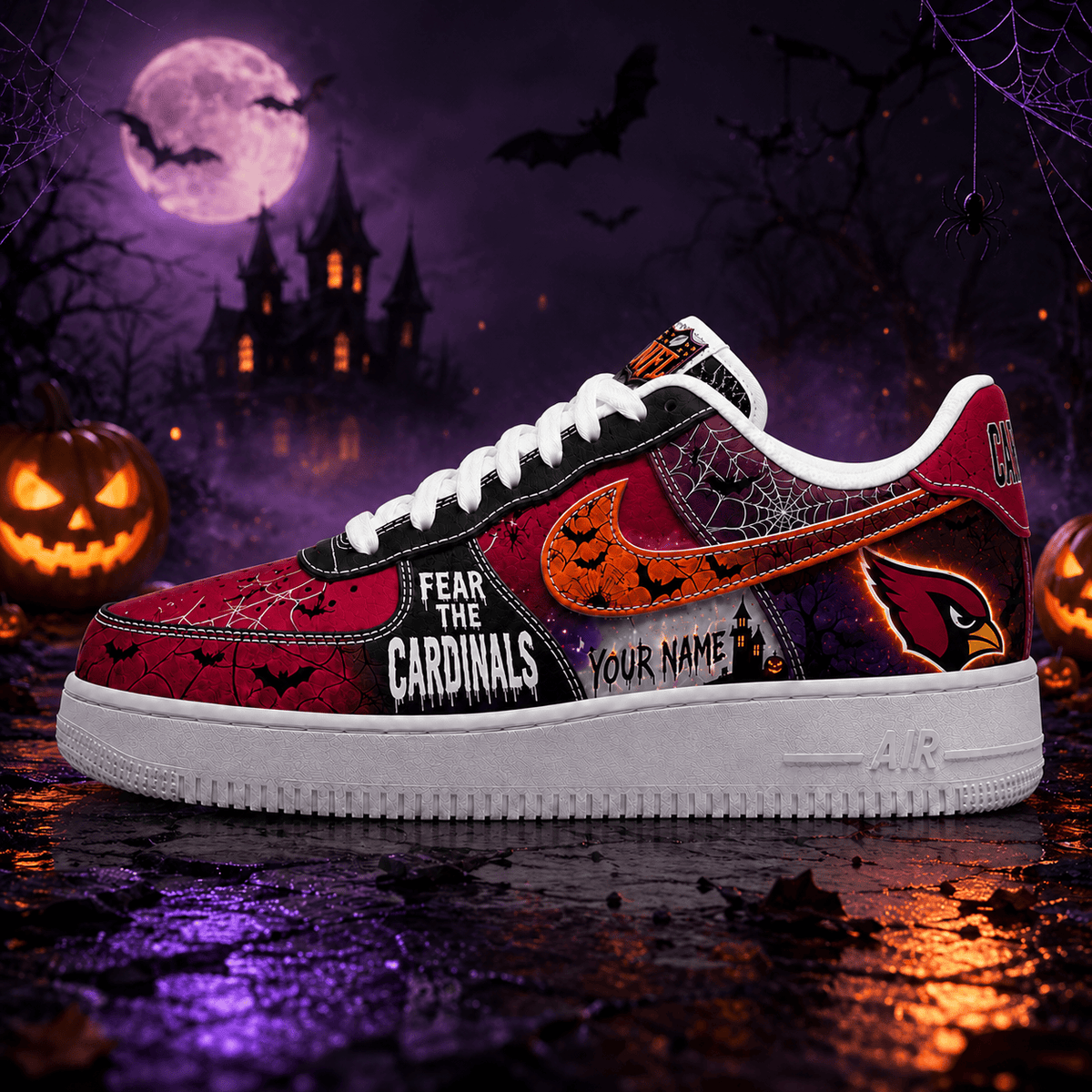 Arizona Cardinals | Premium Fear The Team Halloween Low Top Sneakers