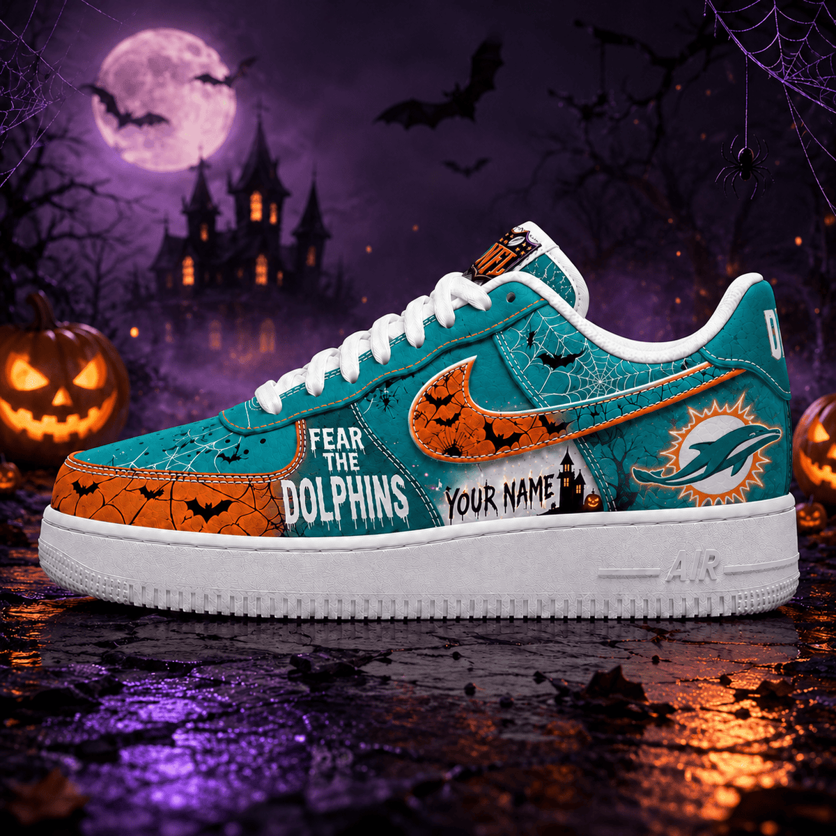 Miami Dolphins | Premium Fear The Team Halloween Low Top Sneakers