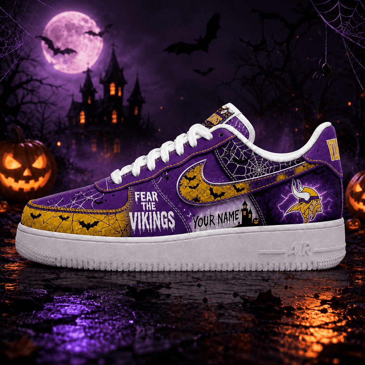 Minnesota Vikings | Premium Fear The Team Halloween Low Top Sneakers