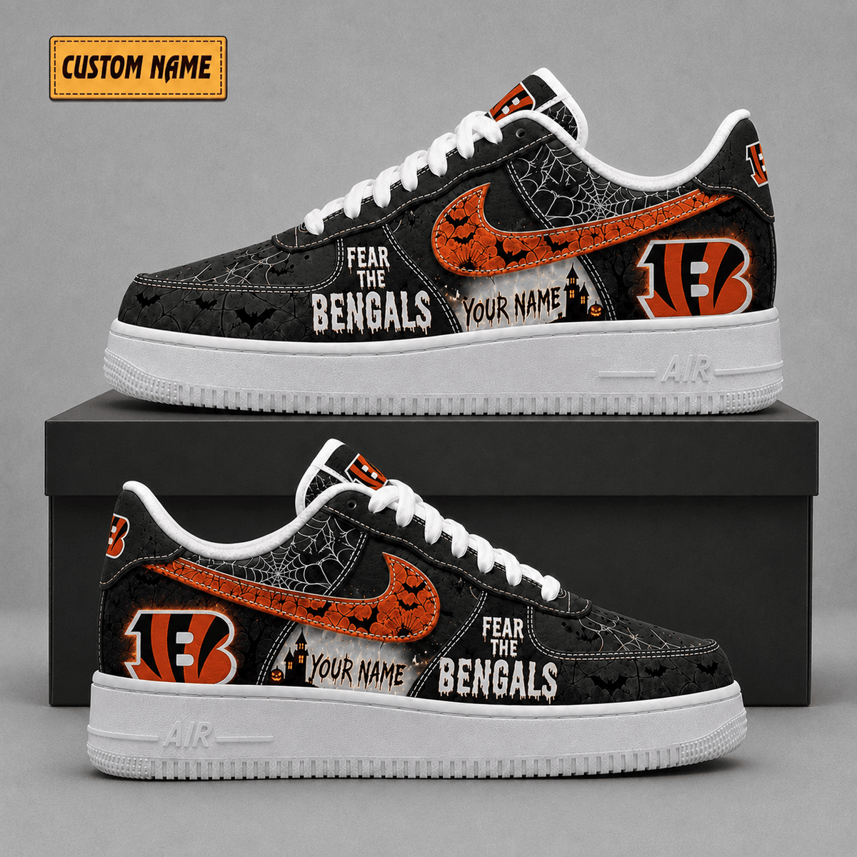 Cincinnati Bengals | Premium Fear The Team Halloween Low Top Sneakers - Va323520