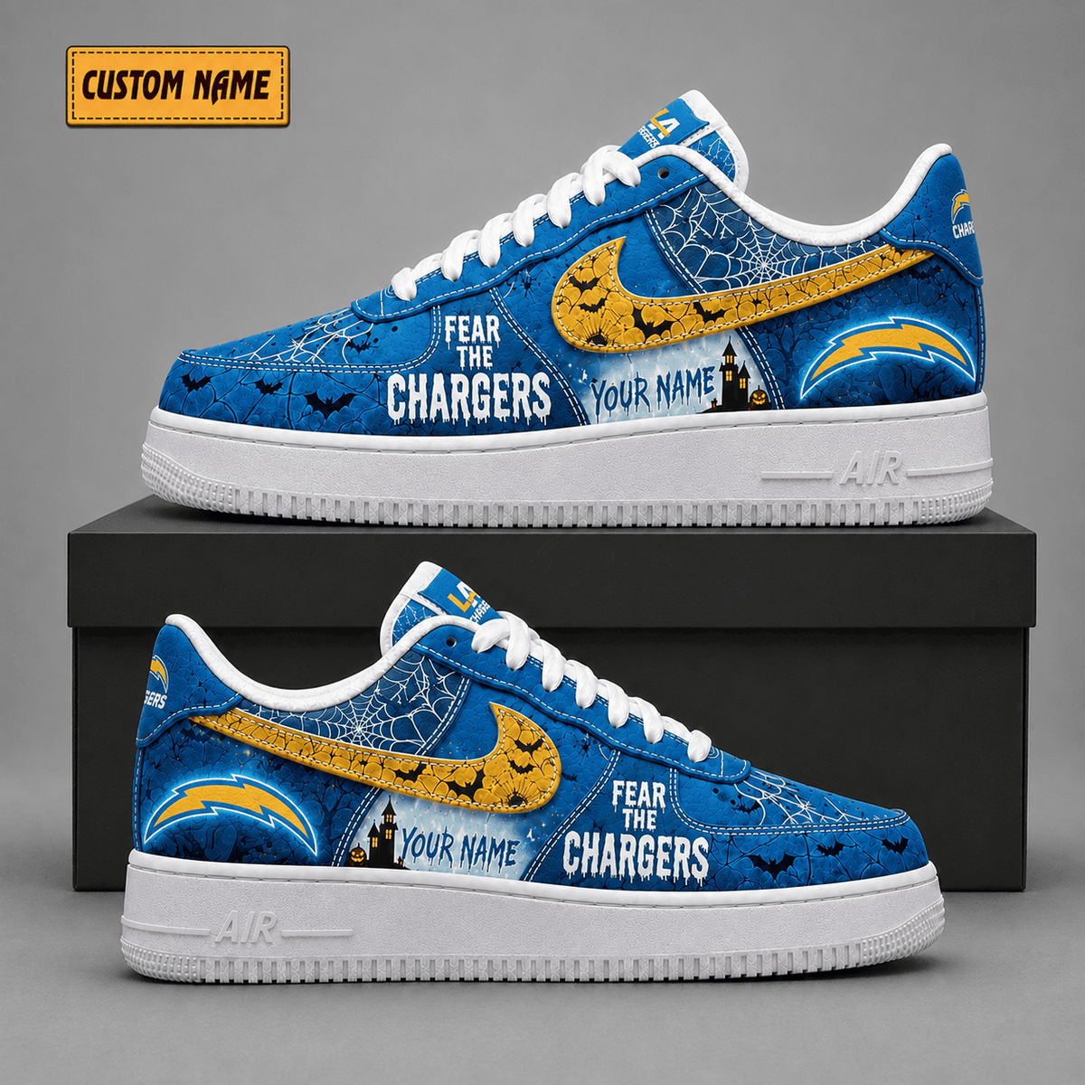 Los Angeles Chargers | Premium Fear The Team Halloween Low Top Sneakers - Va323524
