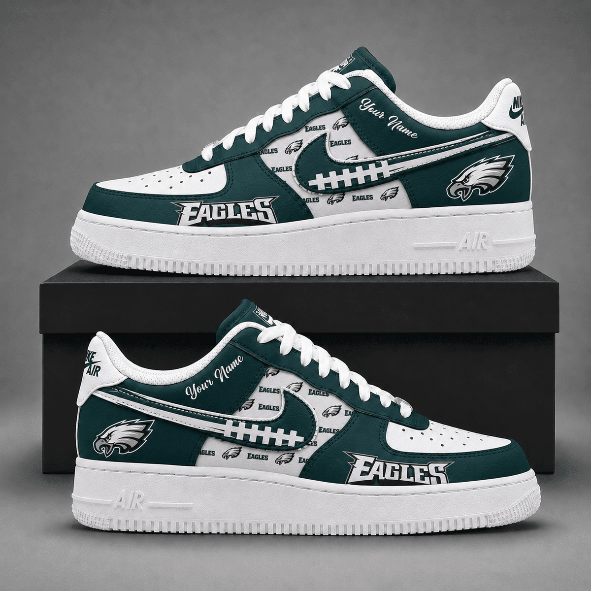 Philadelphia Eagles | Premium Fear The Team Low Top Sneakers Personalized - Va37435