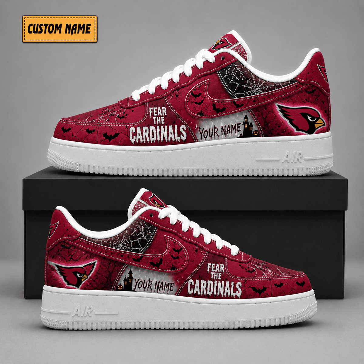 Arizona Cardinals | Premium Fear The Team Halloween Low Top Sneakers - Va323534