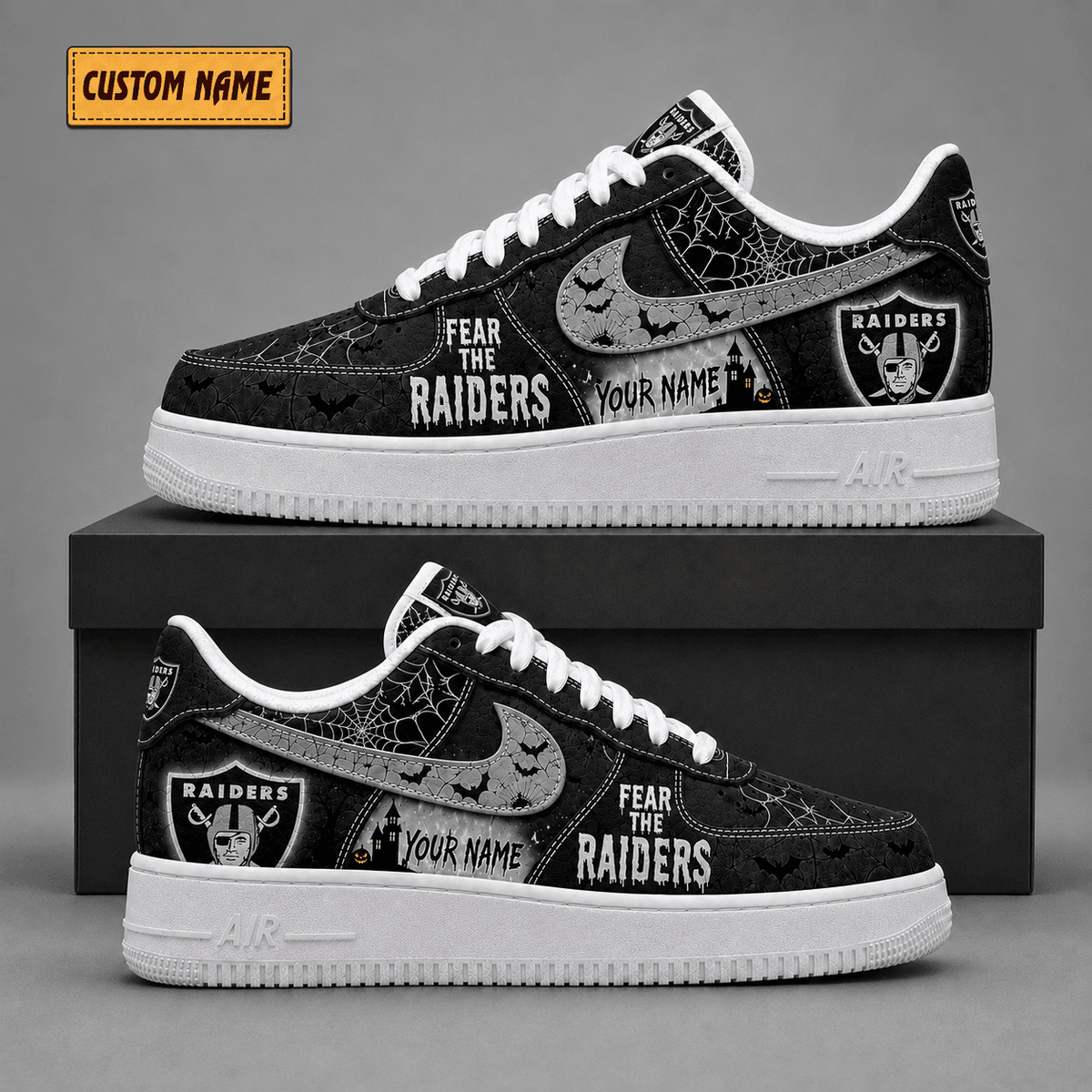 Las Vegas Raiders | Premium Fear The Team Halloween Low Top Sneakers - Va323514