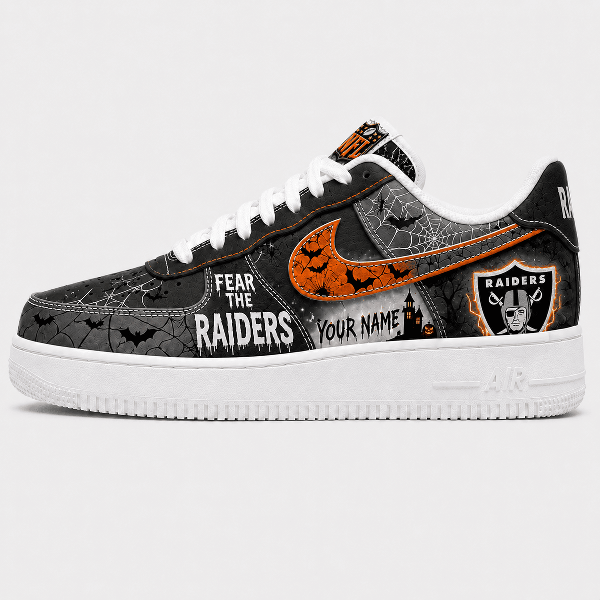 Las Vegas Raiders | Premium Fear The Team Halloween Low Top Sneakers - Va32183