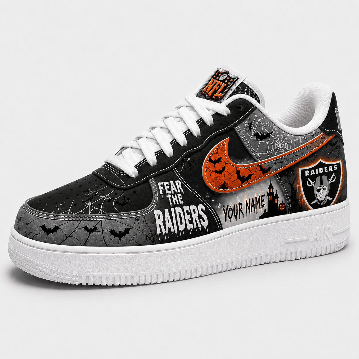 Las Vegas Raiders | Premium Fear The Team Halloween Low Top Sneakers - Va32183
