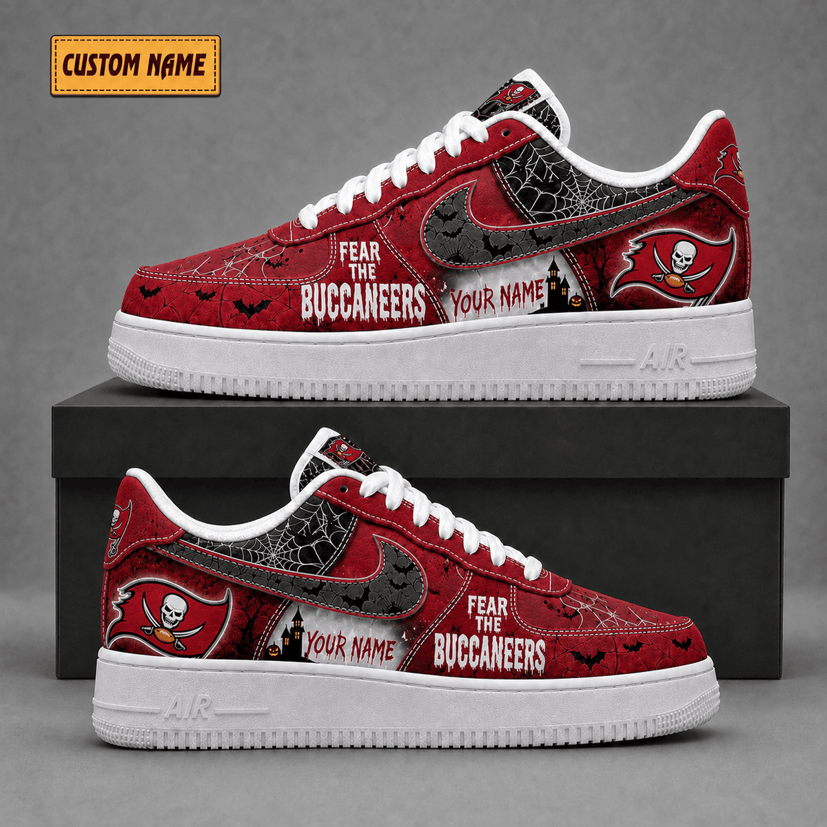 Tampa Bay Buccaneers | Premium Fear The Team Halloween Low Top Sneakers - Va323536