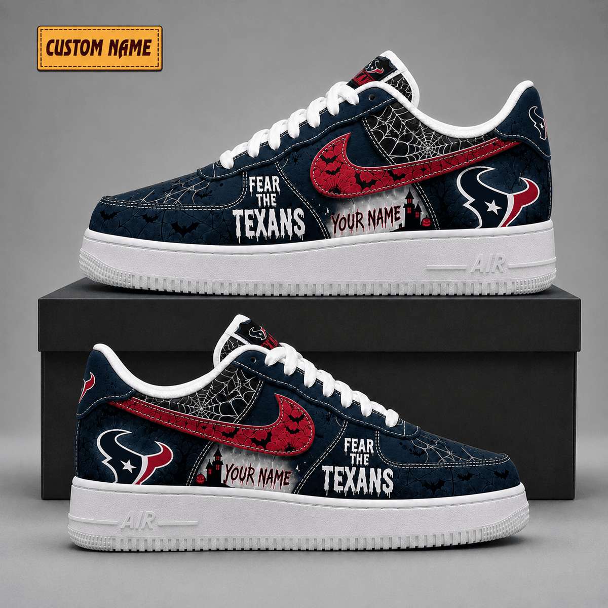 Houston Texans | Premium Fear The Team Halloween Low Top Sneakers - Va323521