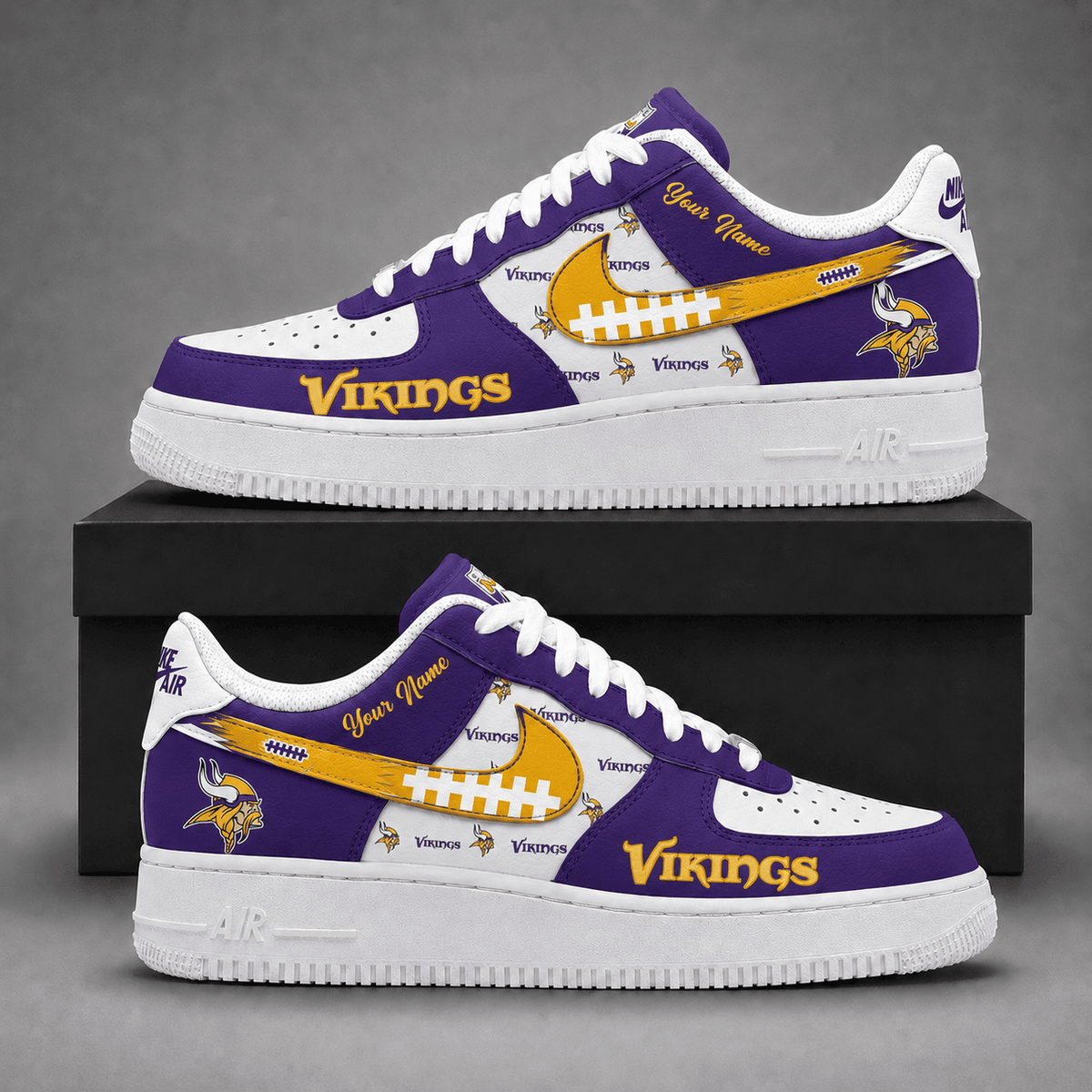 Minnesota Vikings | Premium Fear The Team Low Top Sneakers Personalized - Va37438