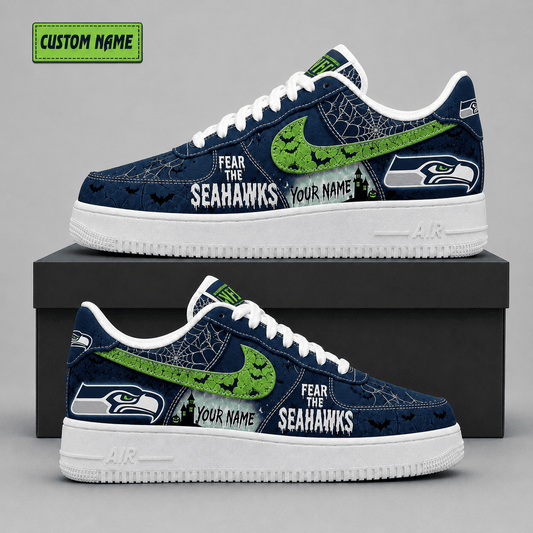 Seattle Seahawks | Premium Fear The Team Halloween Low Top Sneakers - Va323538