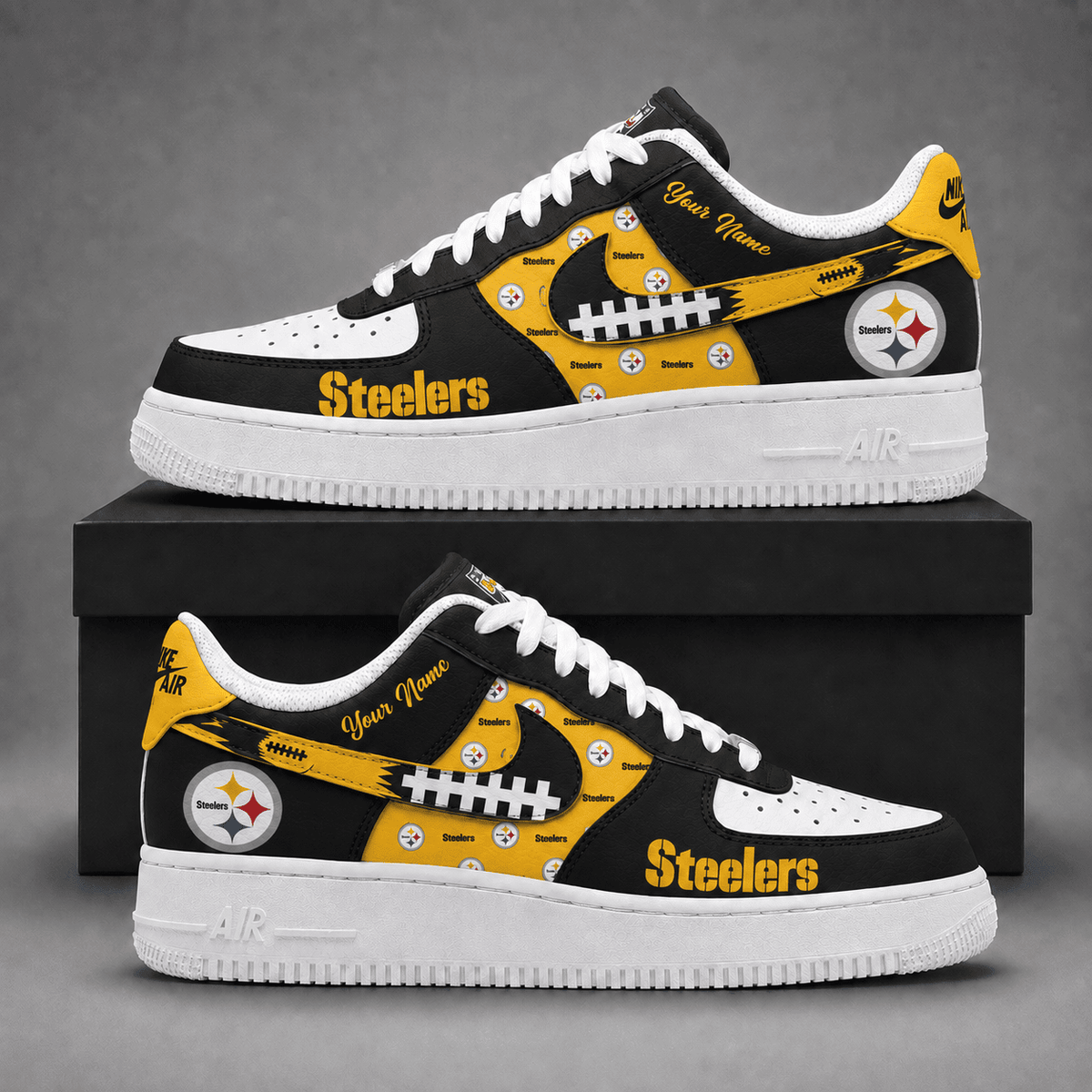 Pittsburgh Steelers | Premium Fear The Team Low Top Sneakers Personalized - Va37415