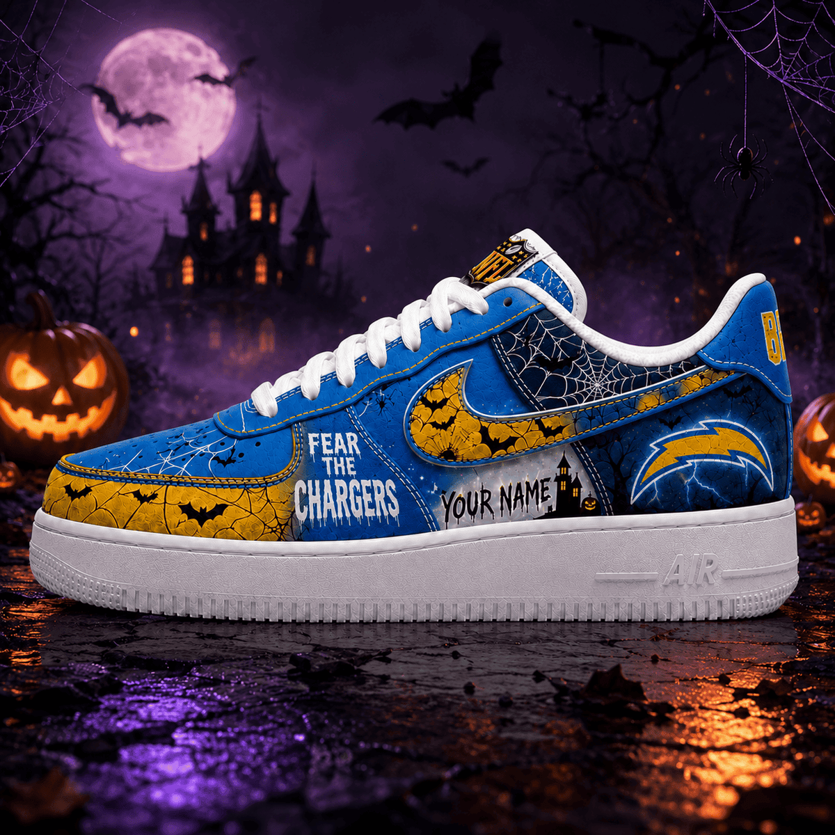 Los Angeles Chargers | Premium Fear The Team Halloween Low Top Sneakers - Va32186