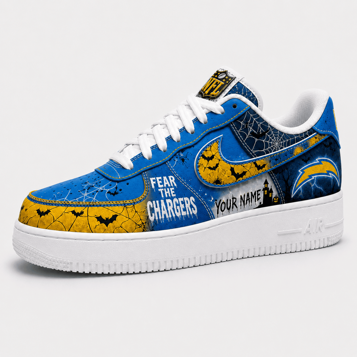 Los Angeles Chargers | Premium Fear The Team Halloween Low Top Sneakers - Va32186