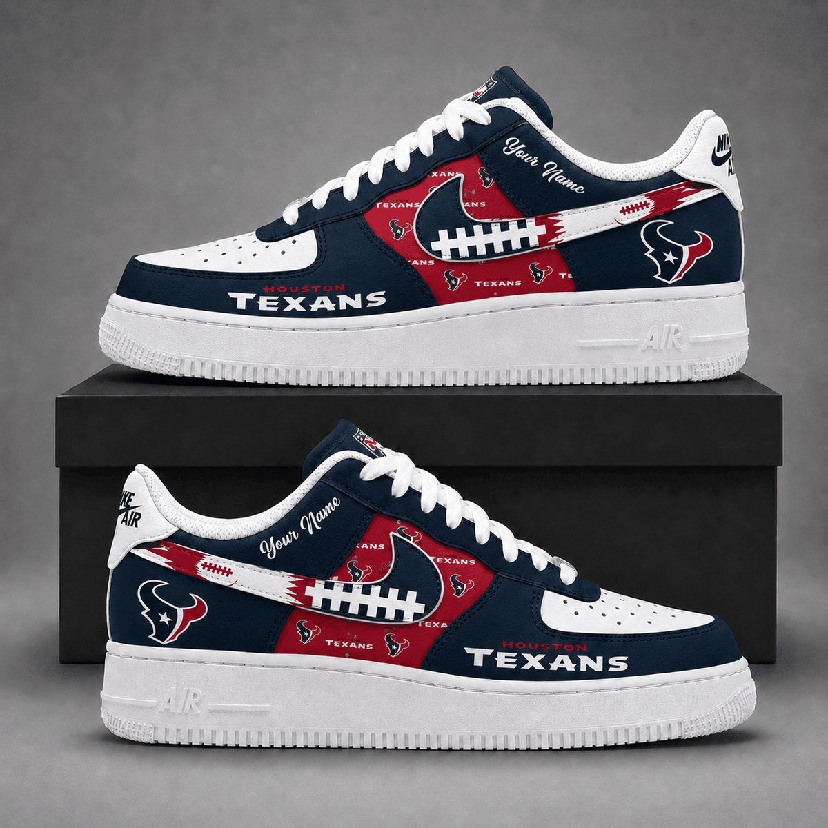 Houston Texans | Premium Fear The Team Low Top Sneakers Personalized - Va37427