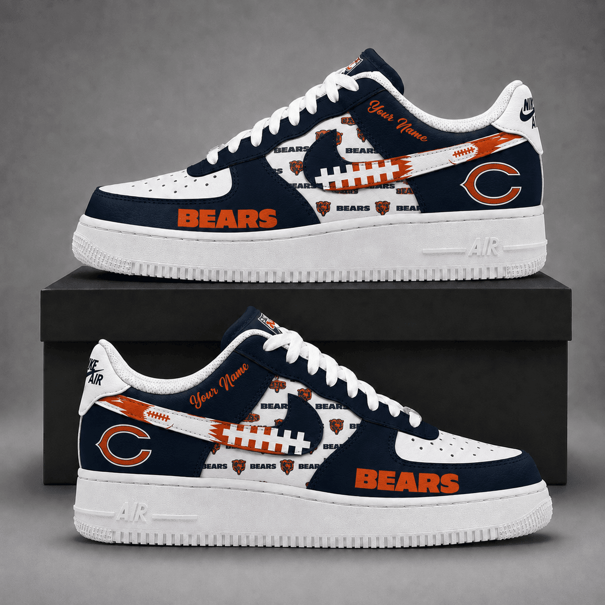 Chicago Bears | Premium Fear The Team Low Top Sneakers Personalized - Va37431