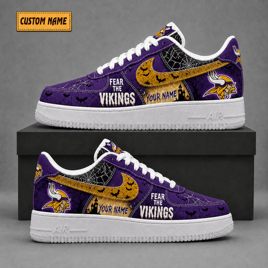 Minnesota Vikings | Premium Fear The Team Halloween Low Top Sneakers - Va323535