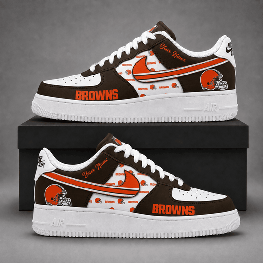 Cleveland Browns | Premium Fear The Team Low Top Sneakers Personalized - Va37417