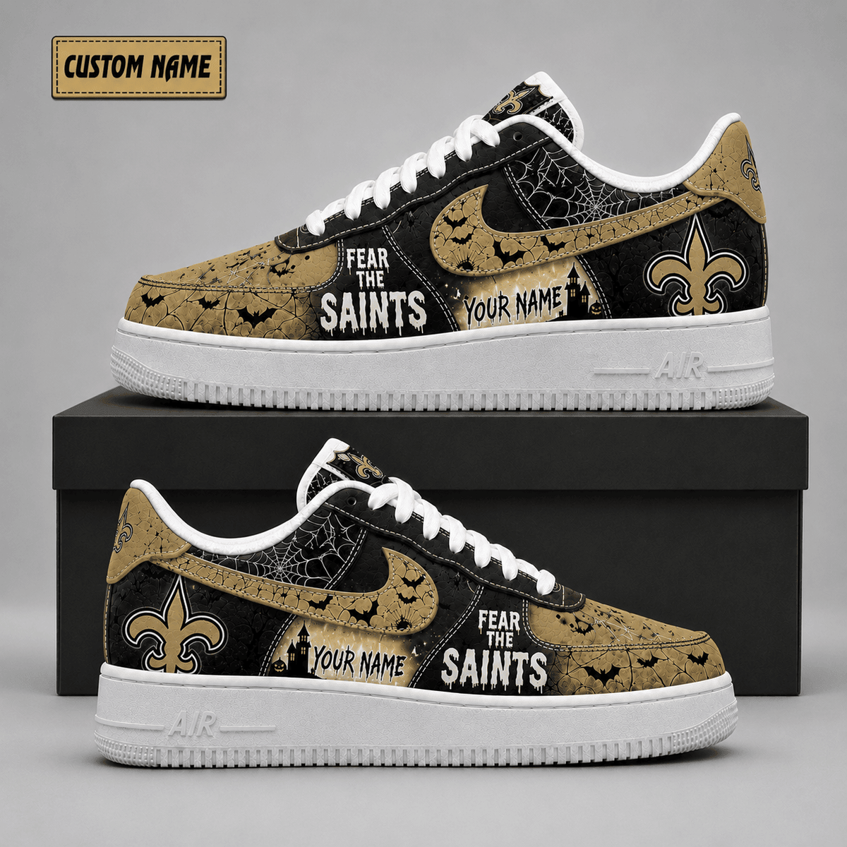 New Orleans Saints | Premium Fear The Team Halloween Low Top Sneakers - Va323539