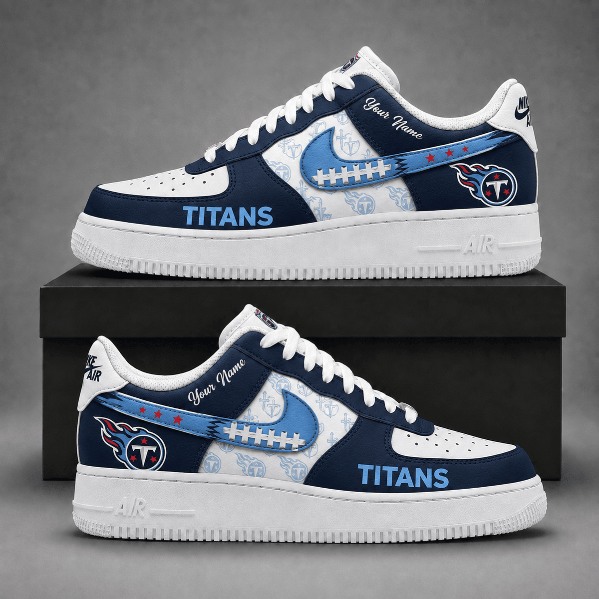 Tennessee Titans | Premium Fear The Team Low Top Sneakers Personalized - Va37444
