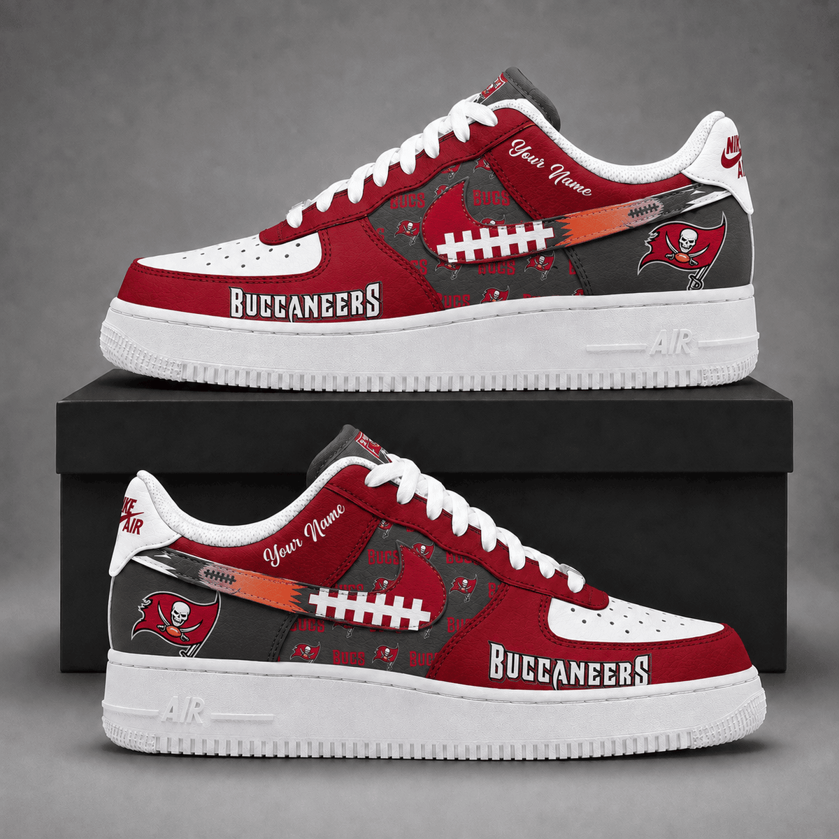 Tampa Bay Buccaneers | Premium Fear The Team Low Top Sneakers Personalized - Va37439