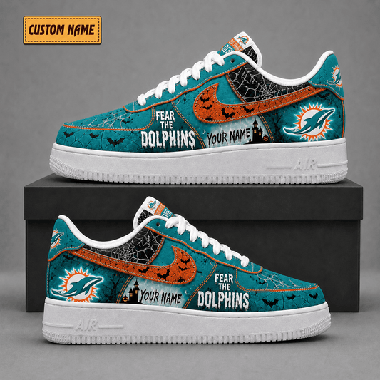 Miami Dolphins | Premium Fear The Team Halloween Low Top Sneakers - Va323516