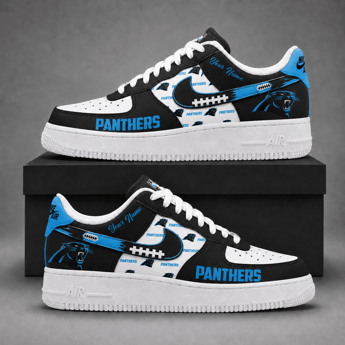 Carolina Panthers | Premium Fear The Team Low Top Sneakers Personalized - Va37443