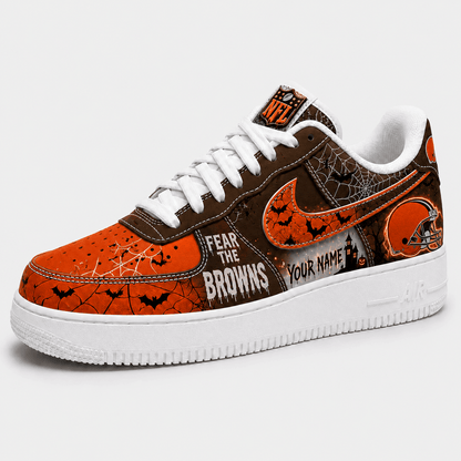Cleveland Browns | Premium Fear The Team Halloween Low Top Sneakers - Va32190