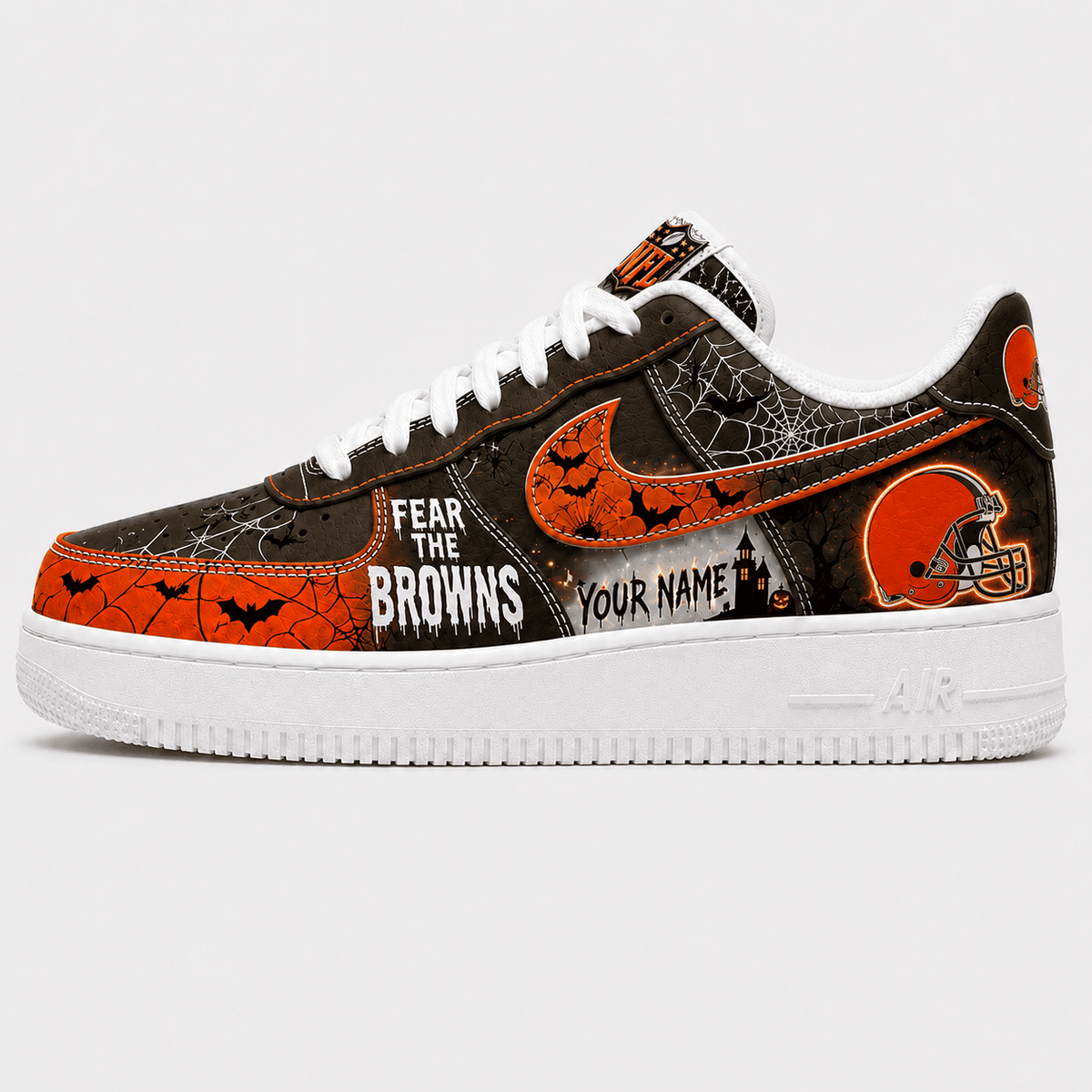 Cleveland Browns | Premium Fear The Team Halloween Low Top Sneakers - Va32190
